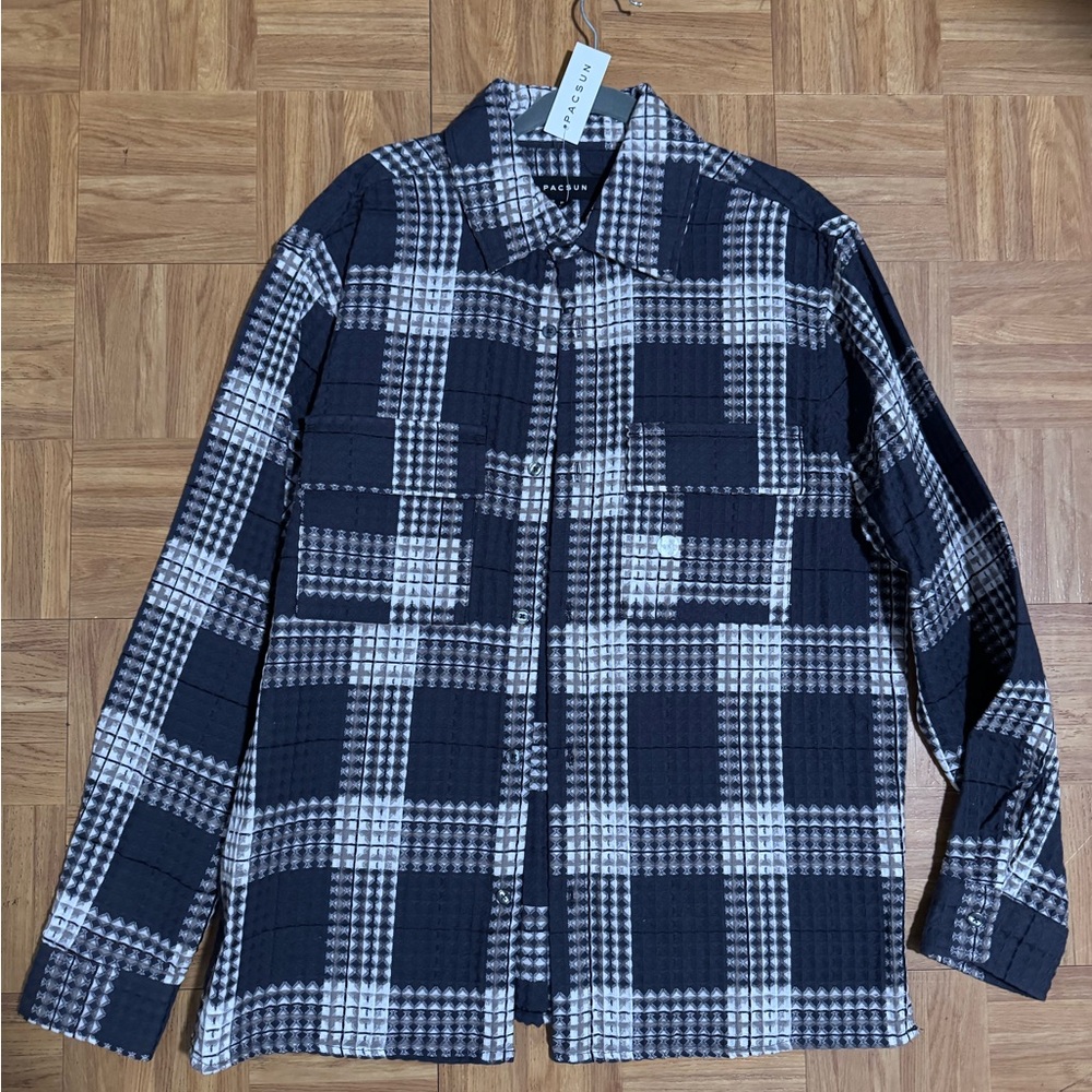 PacSun Black and White Lightweight Shirt Jacket